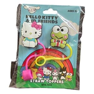 Hello Kitty & Friends Straw Toppers 2 Pack Sanrio BPA Free Cup Accessories NIP